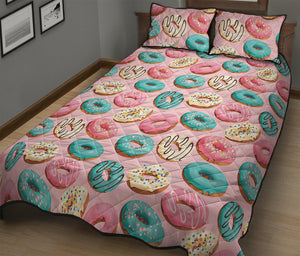 Cute Donut Pattern Print Quilt Bed Set