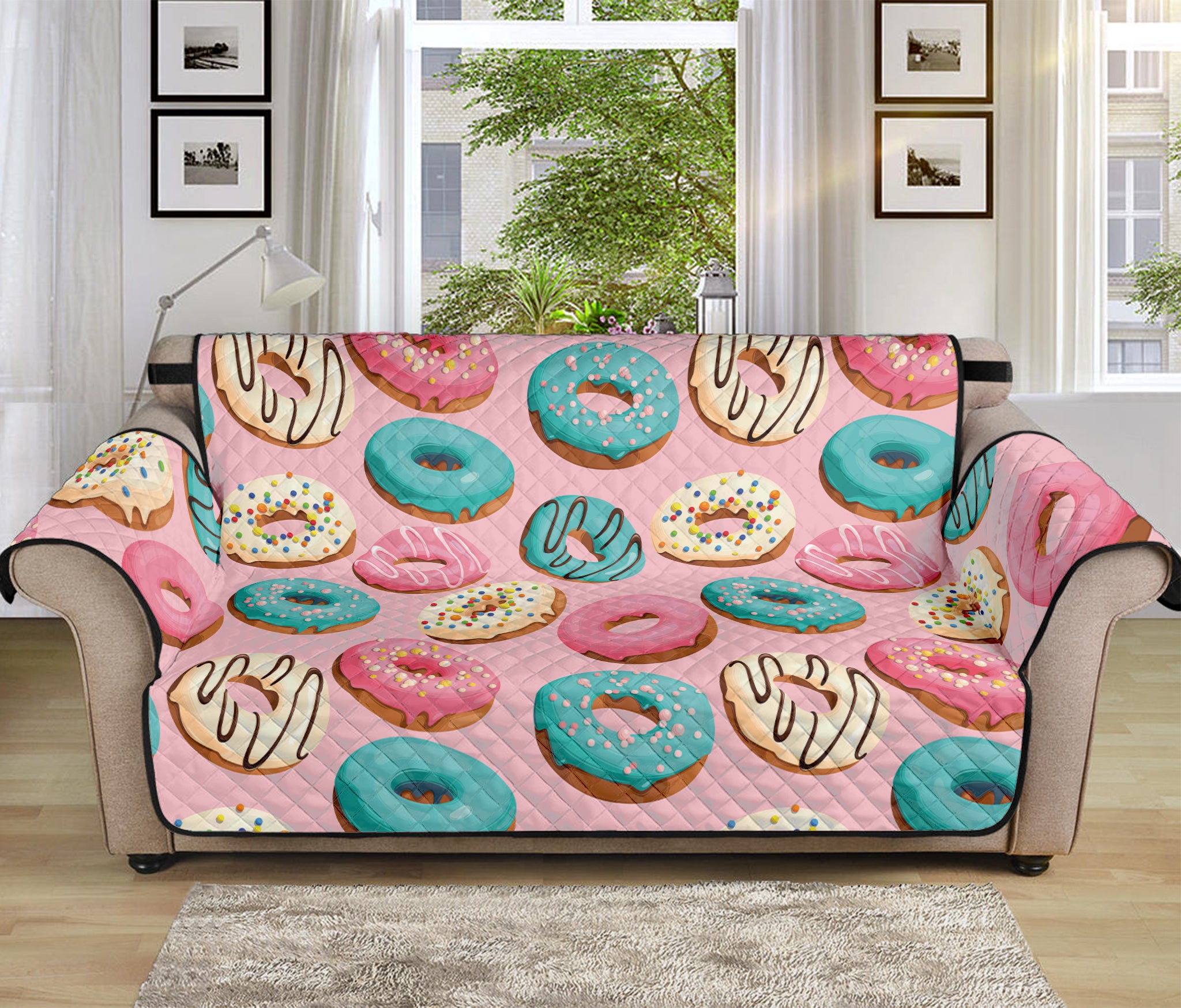 Cute Donut Pattern Print Sofa Protector