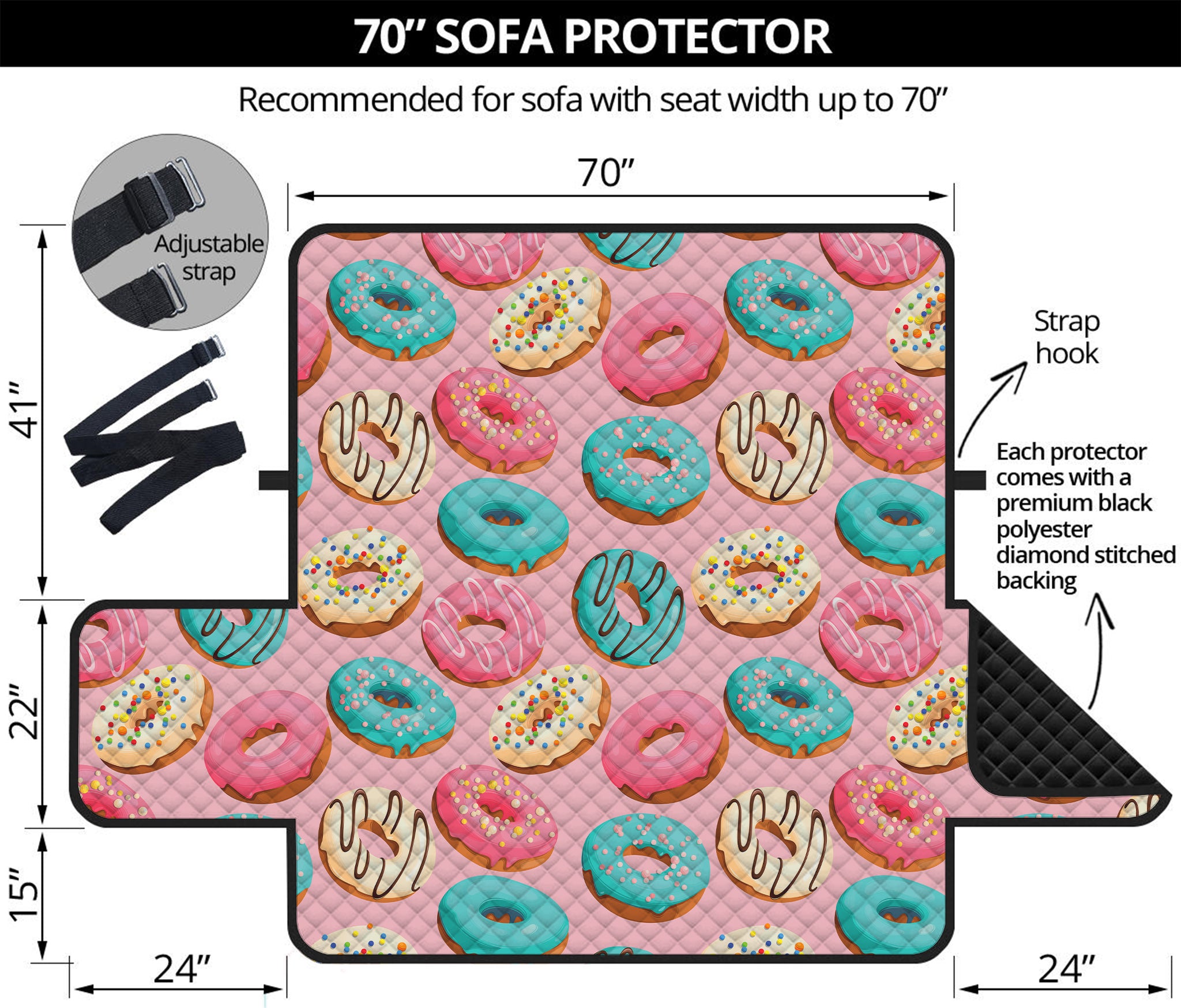 Cute Donut Pattern Print Sofa Protector