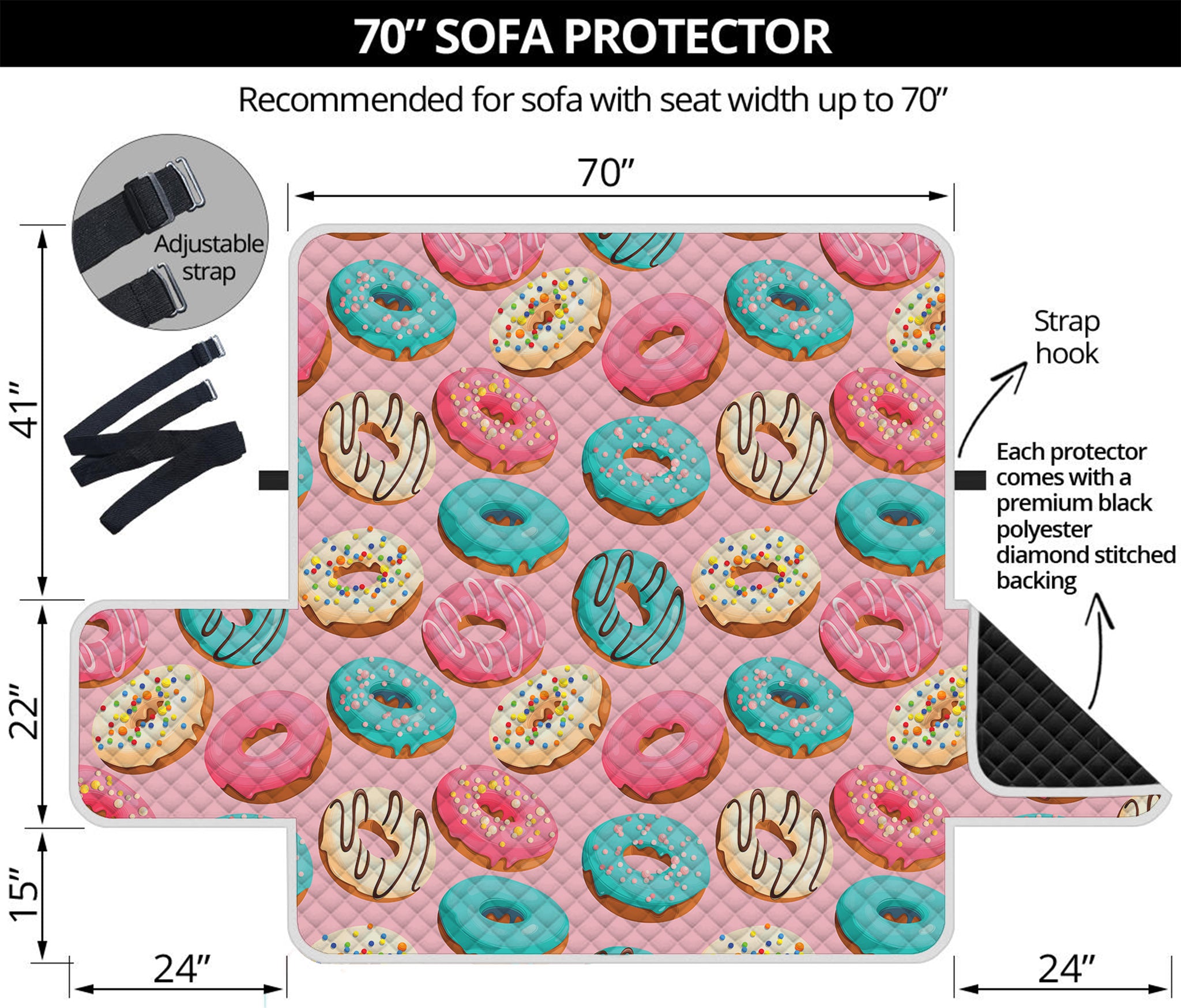 Cute Donut Pattern Print Sofa Protector