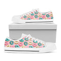 Cute Donut Pattern Print White Low Top Sneakers