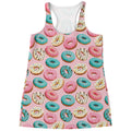 Cute Donut Pattern Print Women's Racerback Tank Top