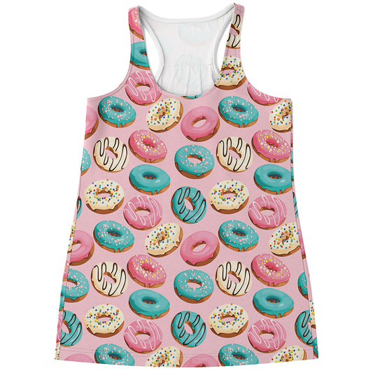 Cute Donut Pattern Print Women's Racerback Tank Top