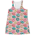 Cute Donut Pattern Print Women's Racerback Tank Top