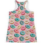 Cute Donut Pattern Print Women's Racerback Tank Top
