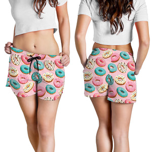 Cute Donut Pattern Print Women's Shorts