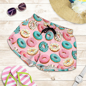 Cute Donut Pattern Print Women's Shorts