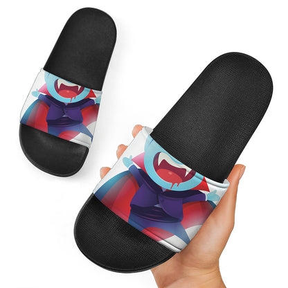 Cute Dracula Print Black Slide Sandals