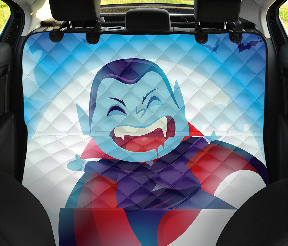 Cute Dracula Print Pet Car Back Seat Cover