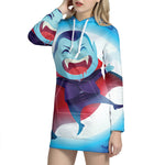 Cute Dracula Print Pullover Hoodie Dress
