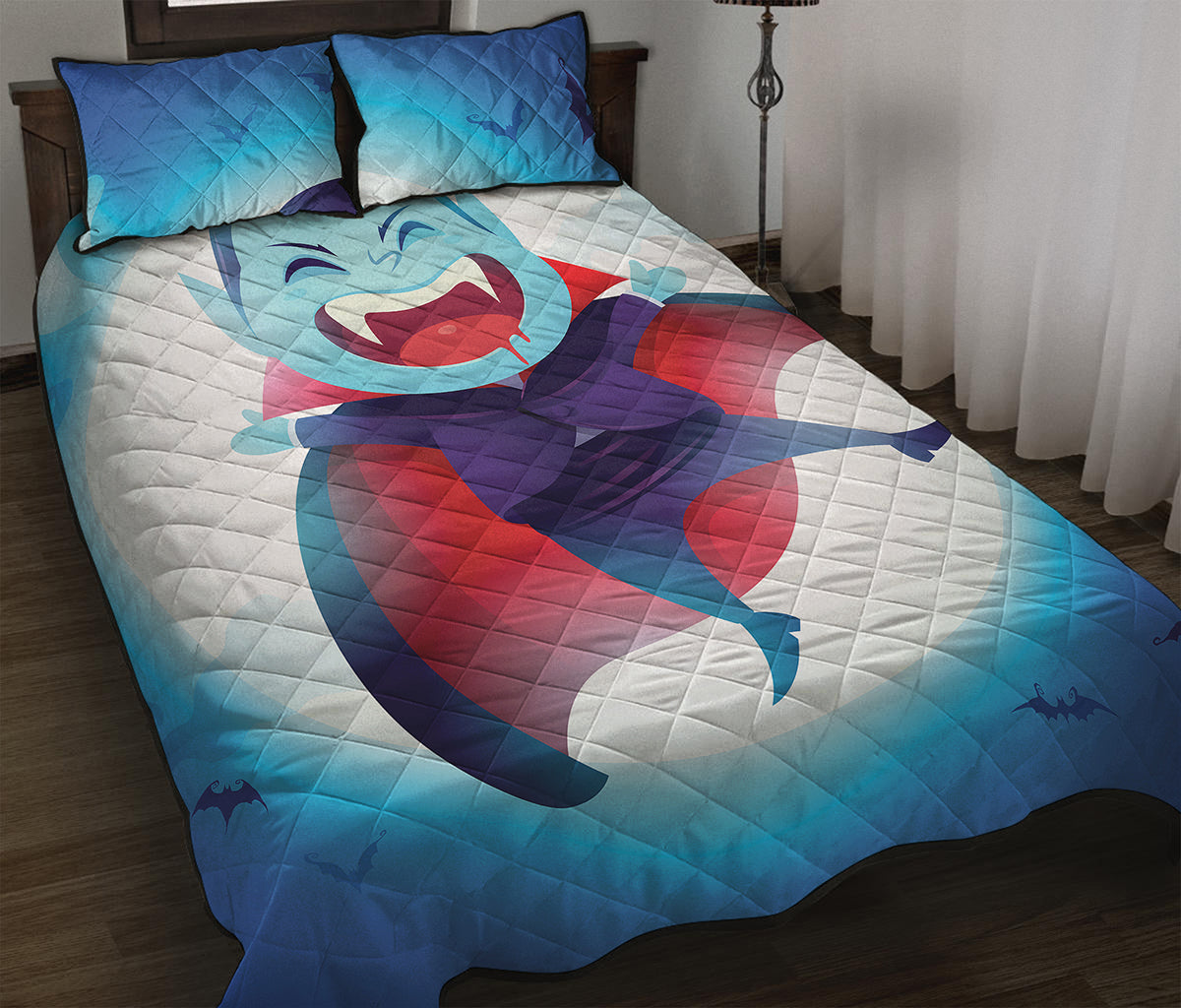 Cute Dracula Print Quilt Bed Set