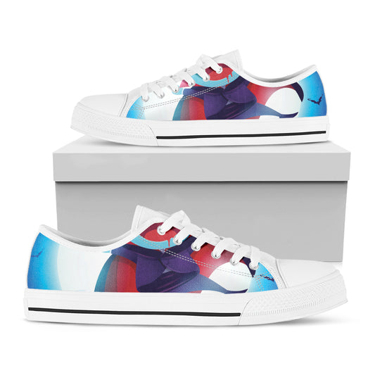 Cute Dracula Print White Low Top Shoes