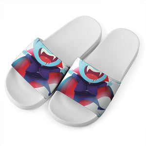 Cute Dracula Print White Slide Sandals