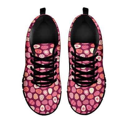 Cute Easter Eggs Pattern Print Black Sneakers