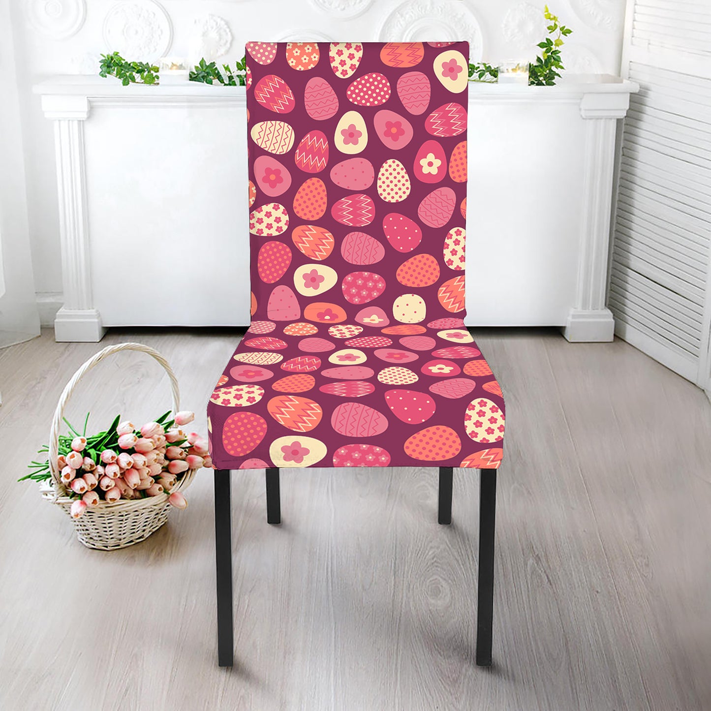 Cute Easter Eggs Pattern Print Dining Chair Slipcover