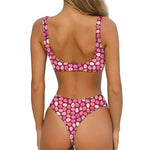 Cute Easter Eggs Pattern Print Front Bow Tie Bikini
