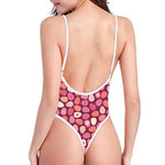Cute Easter Eggs Pattern Print One Piece High Cut Swimsuit