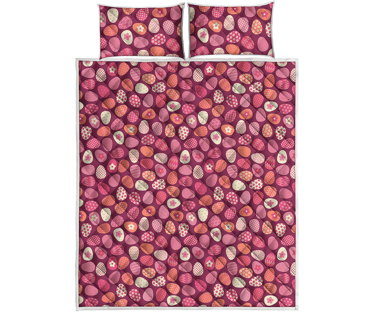 Cute Easter Eggs Pattern Print Quilt Bed Set