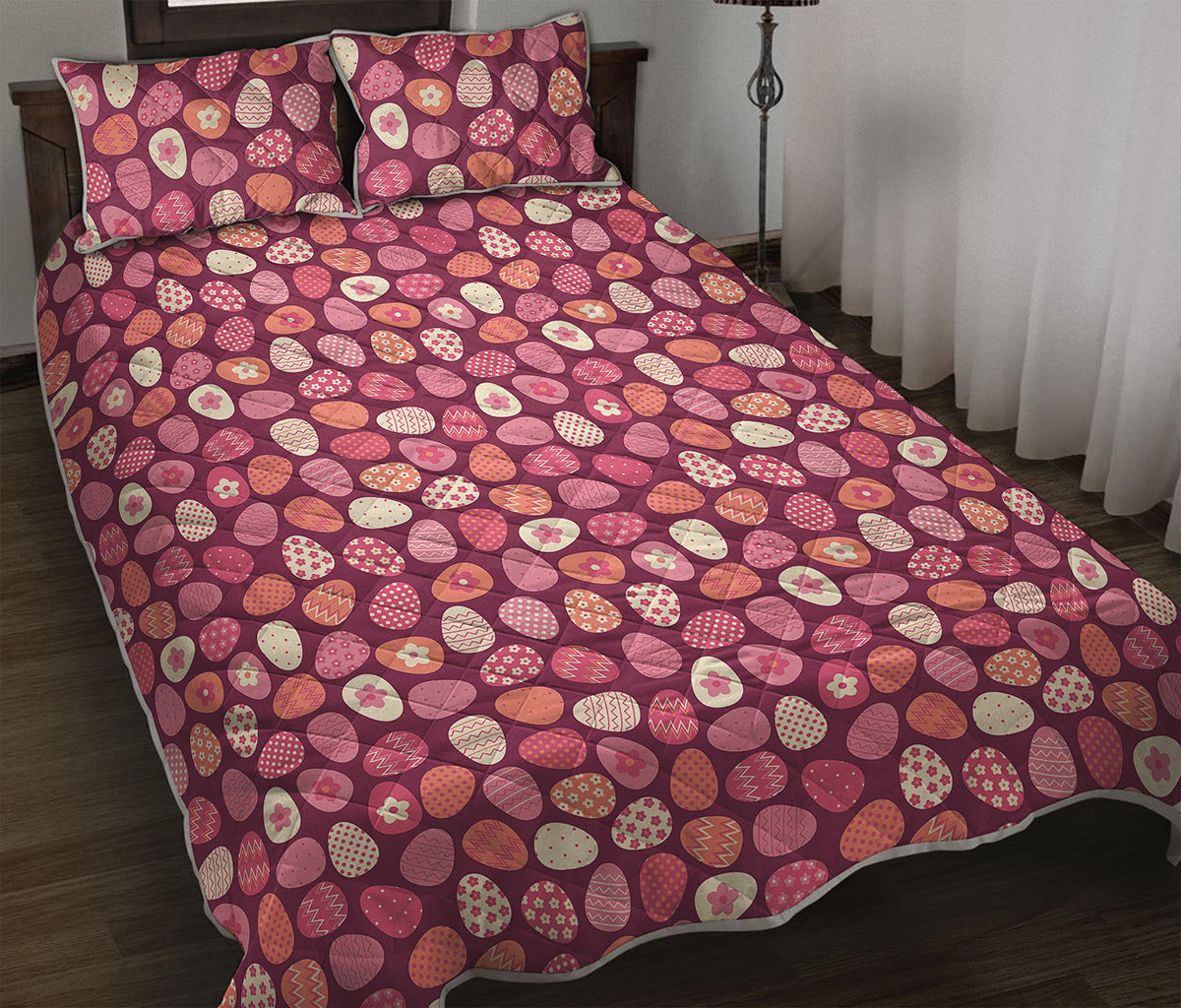 Cute Easter Eggs Pattern Print Quilt Bed Set