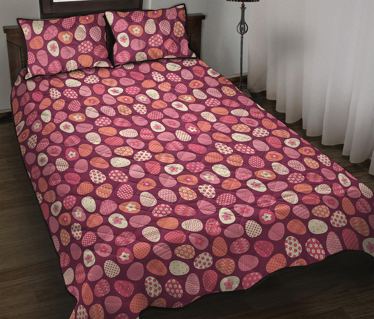 Cute Easter Eggs Pattern Print Quilt Bed Set