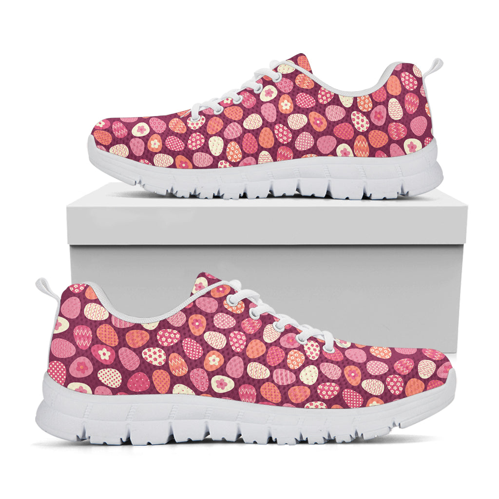 Cute Easter Eggs Pattern Print White Sneakers