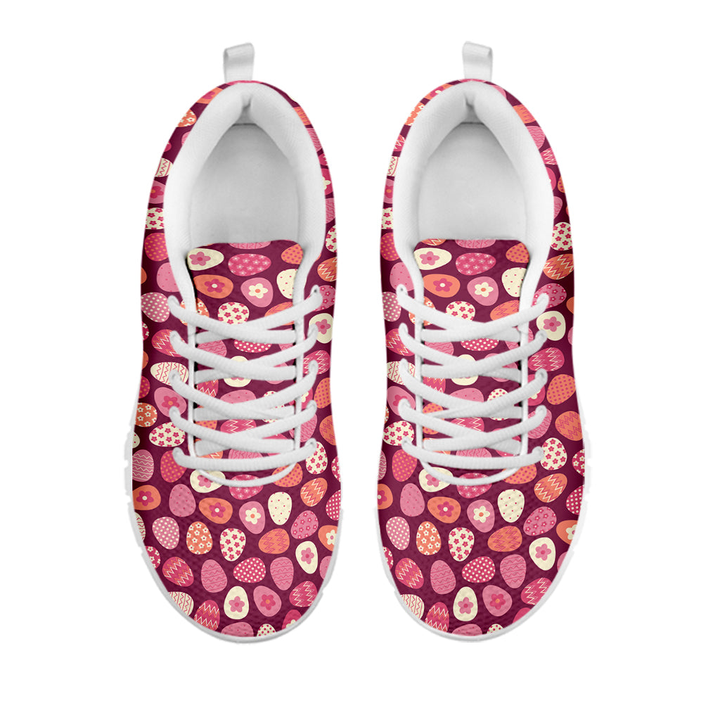Cute Easter Eggs Pattern Print White Sneakers