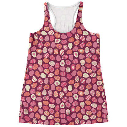 Cute Easter Eggs Pattern Print Women's Racerback Tank Top