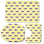 Cute Eggplant Pattern Print 3 Piece Bath Mat Set