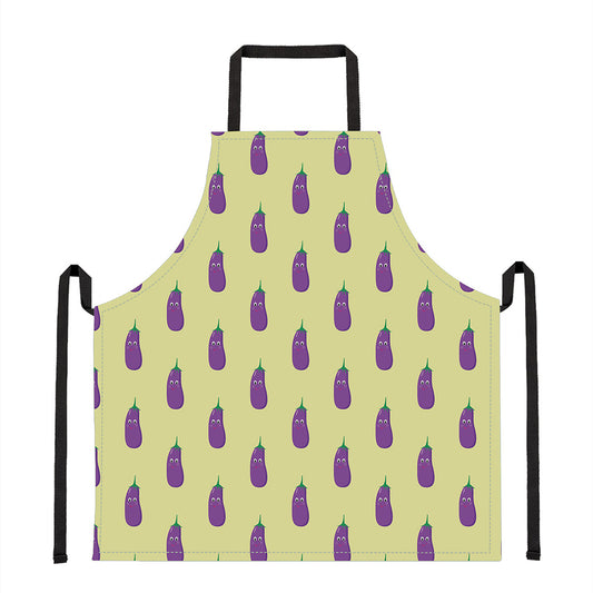 Cute Eggplant Pattern Print Apron