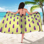 Cute Eggplant Pattern Print Beach Sarong Wrap