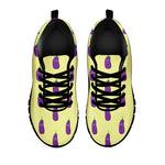 Cute Eggplant Pattern Print Black Sneakers