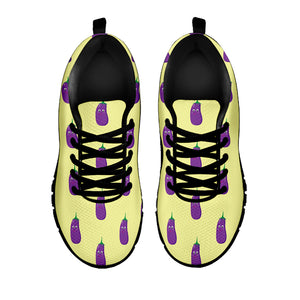 Cute Eggplant Pattern Print Black Sneakers