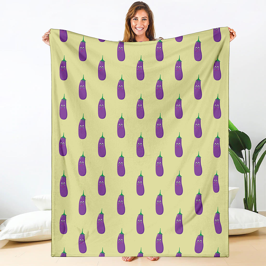 Cute Eggplant Pattern Print Blanket