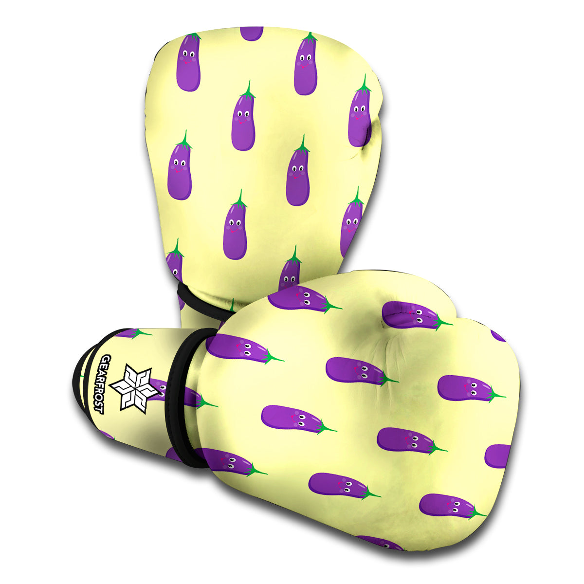 Cute Eggplant Pattern Print Boxing Gloves