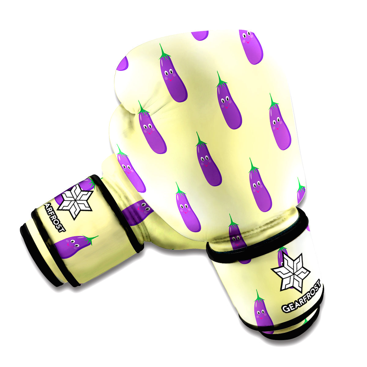 Cute Eggplant Pattern Print Boxing Gloves