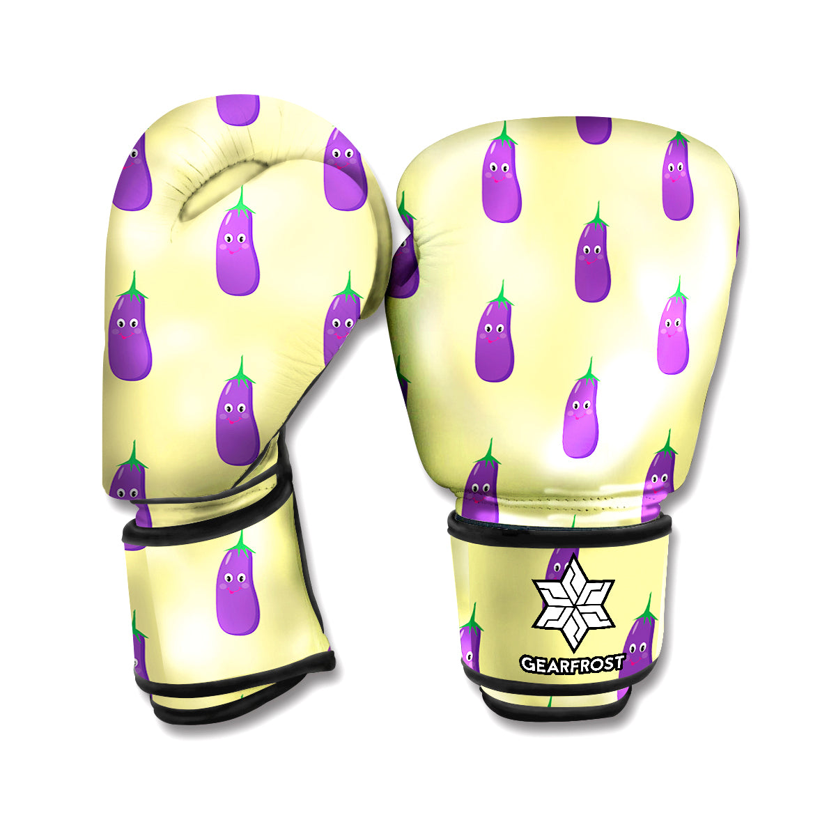 Cute Eggplant Pattern Print Boxing Gloves