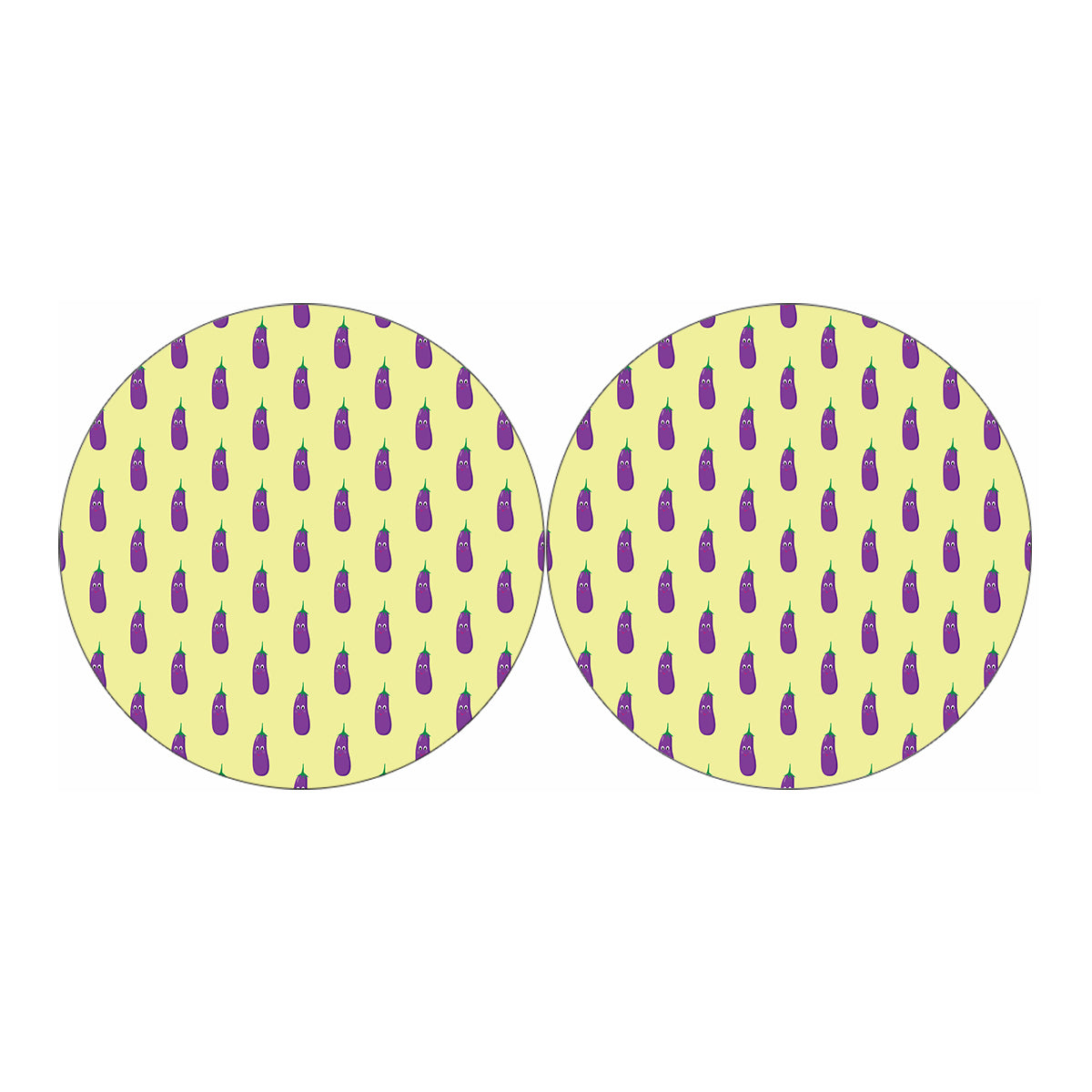 Cute Eggplant Pattern Print Car Coasters