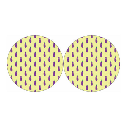 Cute Eggplant Pattern Print Car Coasters