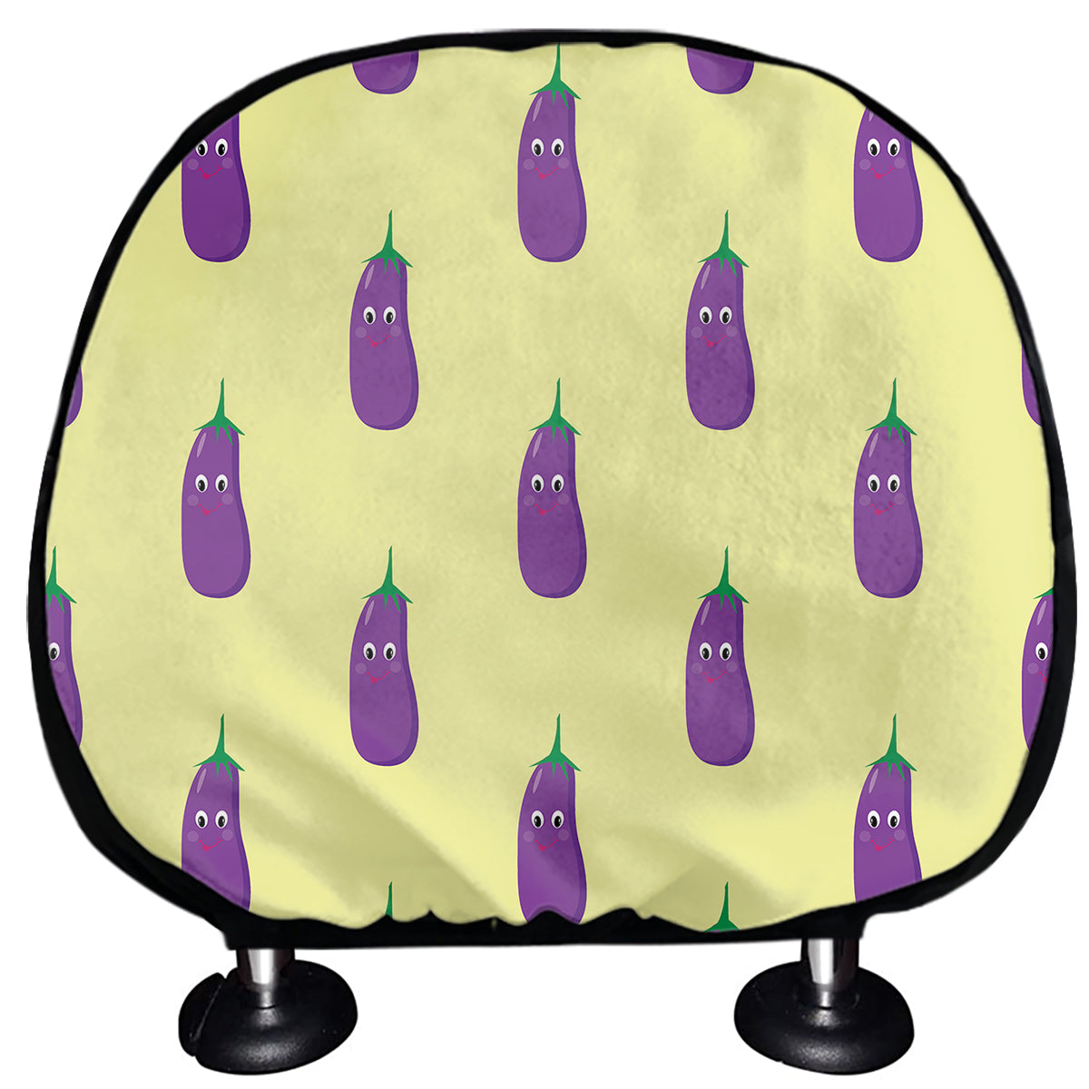 Cute Eggplant Pattern Print Car Headrest Covers