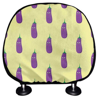 Cute Eggplant Pattern Print Car Headrest Covers