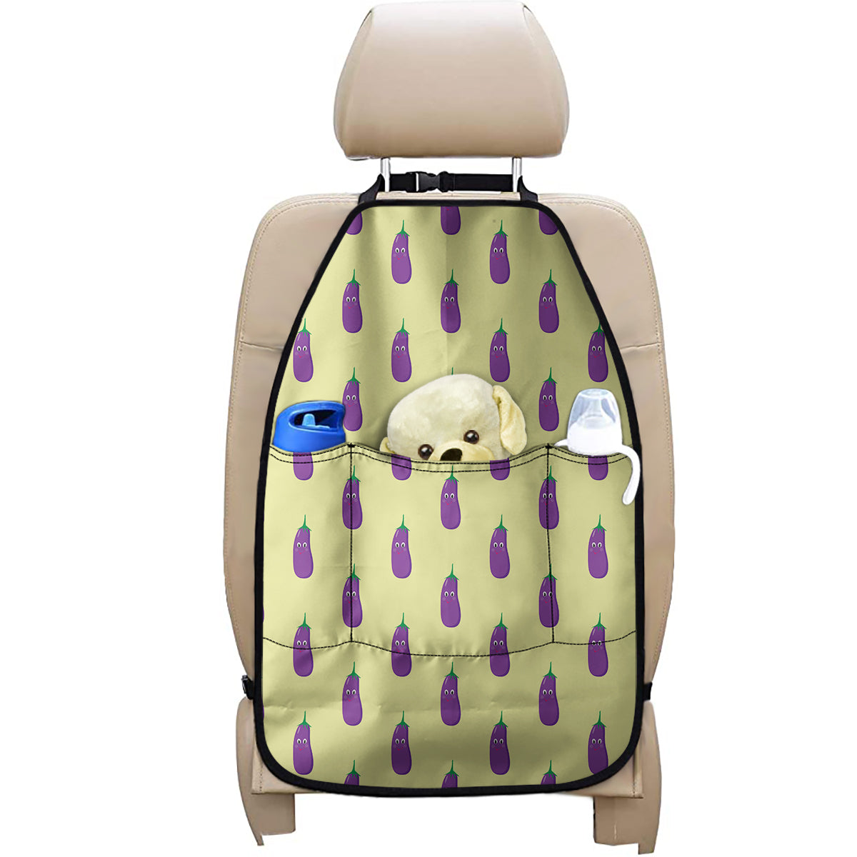 Cute Eggplant Pattern Print Car Seat Organizers