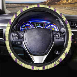 Cute Eggplant Pattern Print Car Steering Wheel Cover