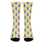 Cute Eggplant Pattern Print Crew Socks