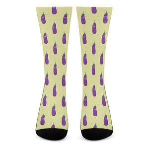 Cute Eggplant Pattern Print Crew Socks