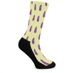 Cute Eggplant Pattern Print Crew Socks