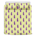 Cute Eggplant Pattern Print Duvet Cover Bedding Set