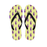 Cute Eggplant Pattern Print Flip Flops