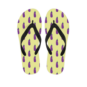 Cute Eggplant Pattern Print Flip Flops