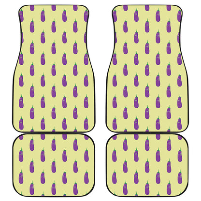 Cute Eggplant Pattern Print Front and Back Car Floor Mats