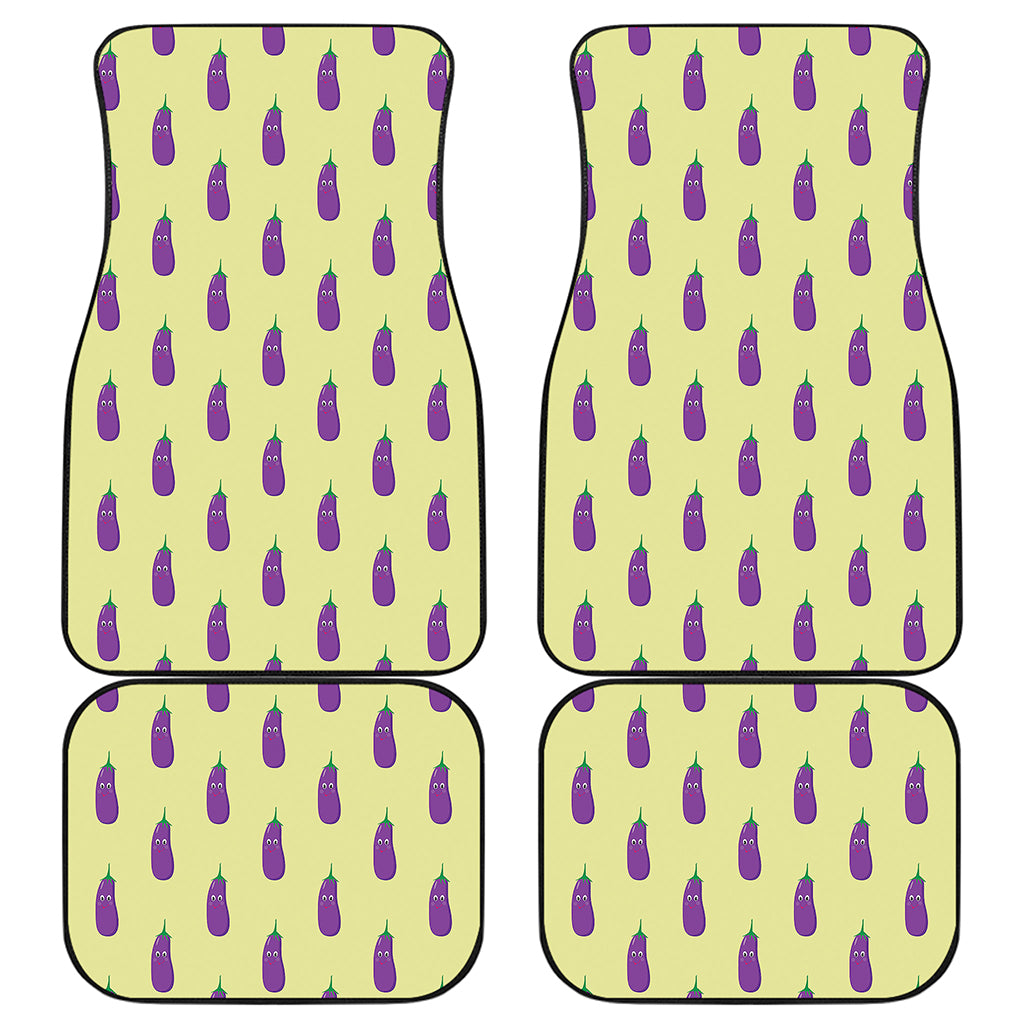 Cute Eggplant Pattern Print Front and Back Car Floor Mats